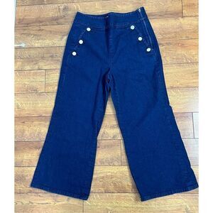 Kate Spade Denim Pants Jeans High Waist Flared Side Zip Navy Size 12